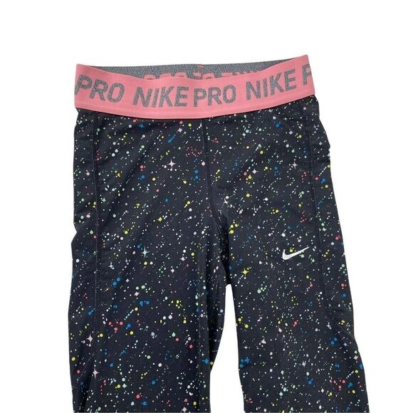 Nike Pro Warm Girls Printed Tights Black Pink Band Cosmic Girls Size XL Athletic - Picture 2 of 8